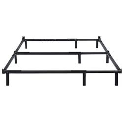 PrimaSleep Full Queen King, Tool Free, Easy Assembly Non Slip for Box Spring 7 inch Dura Metal Compact Adjustable Steel Bed Frame, Universal, Black