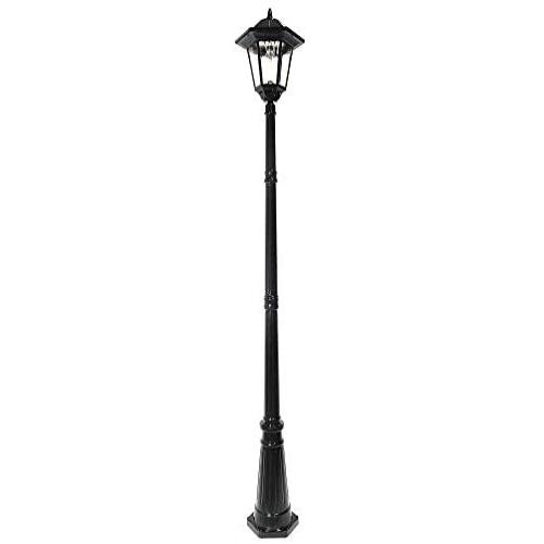 GAMA SONIC Windsor Bulb Solar Lamp Post, Outdoor LED Solar In Ground Light, Black (GS-99B-S)