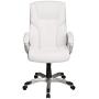 Amazon Basics High-Back Executive, Swivel, Adjustable Office Desk Chair with Casters, White Bonded Leather