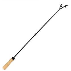 Sunnydaze Steel Fire Pit Poker Stick with Wood Handle - Outdoor Heavy Duty Metal Camping Fireplace Tool - Rustic Outside Campfire Accessory - 32 Inch Long