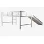 DHP Junior Twin Metal Loft Bed with Slide, Multifunctional Design, White with White Slide DHP Junior Twin Metal Loft Bed with Slide, Multifunctional Design, White with White Slide