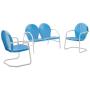 Crosley Furniture Griffith 3-Piece Metal Outdoor Conversation Set with Loveseat and 2 Chairs - Sky Blue