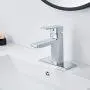Chrome Bathroom Faucet Single Hole Modern Square Single Hole Bathroom Sink Faucet with Metal Drain Assembly and Faucet Supply Lines Lavatory Faucet Chrome Bathroom Faucet Single Hole Modern Square Single Hole Bathroom Sink Faucet with Metal Drain Assembly and Faucet Supply Lines Lavatory Faucet