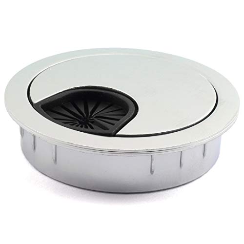 HJ Garden 1pc 2 inch (50mm) Metal Desk Grommets for Managing and Hiding Wire Cord Cable Hole Cover Office PC Desk Cable Cord Organizer Zinc Alloy Cover Silver