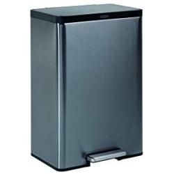 Rubbermaid Elite Stainless Steel Metal Step-On Trash Can for Home and Kitchen, 12 Gallon, Charcoal