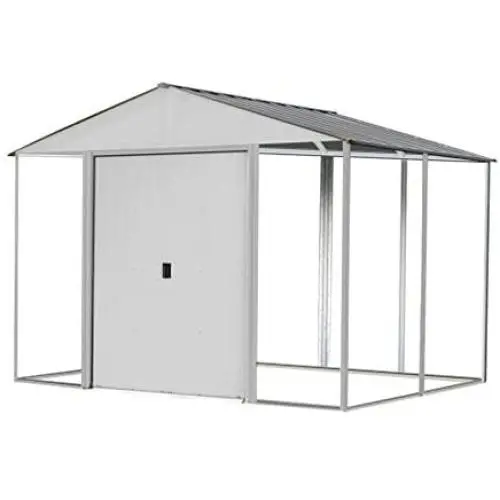 Arrow 10 x 8 Ironwood Galvanized Steel and Wood Panel Hybrid Outdoor Shed Kit, 10 x 8, Cream