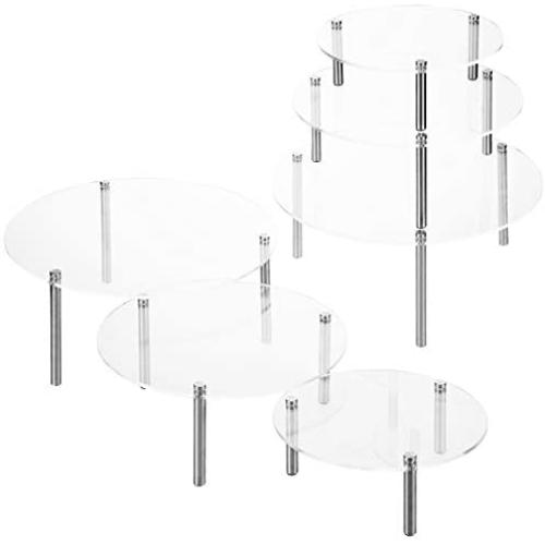 MyGift 6-Piece Set Round Clear Acrylic Server Dessert & Bakery Display Riser Stands