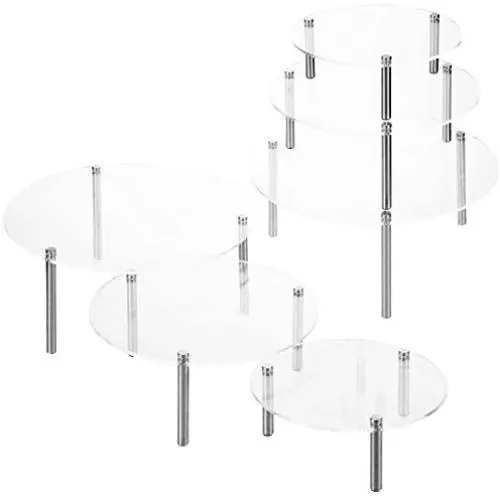 MyGift 6-Piece Set Round Clear Acrylic Server Dessert & Bakery Display Riser Stands MyGift 6-Piece Set Round Clear Acrylic Server Dessert & Bakery Display Riser Stands