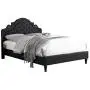 HomeLife Premiere Classics 51'' Tall Platform Bed with Cloth Headboard and Slats - King (Black Linen) HomeLife Premiere Classics 51'' Tall Platform Bed with Cloth Headboard and Slats - King (Black Linen)