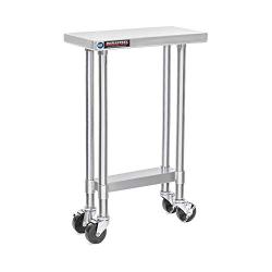 DuraSteel Stainless Steel Work Table 24'' x 12'' x 34'' Height w/ 4 Caster Wheels - Food Prep Commercial Grade Worktable - NSF Certified - Good For Restaurant, Business, Warehouse, Home, Kitchen, Garage