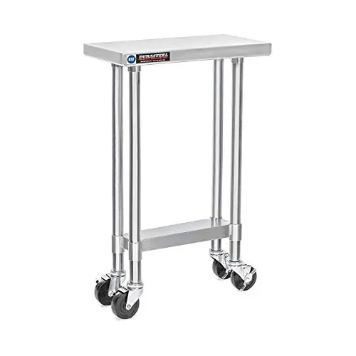 DuraSteel Stainless Steel Work Table 24'' x 12'' x 34'' Height w/ 4 Caster Wheels - Food Prep Commercial Grade Worktable - NSF Certified - Good For Restaurant, Business, Warehouse, Home, Kitchen, Garage DuraSteel Stainless Steel Work Table 24'' x 12'' x 34'' Height w/ 4 Caster Wheels - Food Prep Commercial Grade Worktable - NSF Certified - Good For Restaurant, Business, Warehouse, Home, Kitchen, Garage
