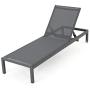 Christopher Knight Home Coral Bay Outdoor Aluminum Chaise Lounges with Mesh Seat, 4-Pcs Set, Grey / Dark Grey