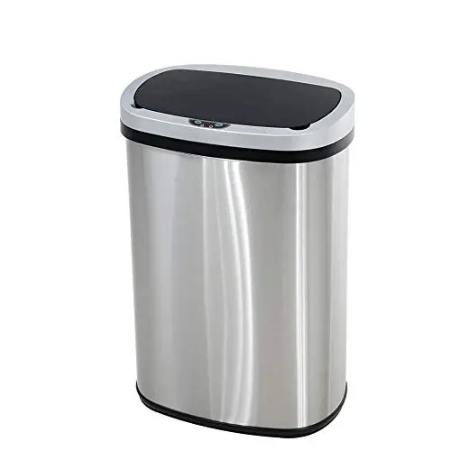 13 Gallon Touch-Free Automatic Stainless-Steel Trash Can Garbage Can Metal Trash Bin with Lid for Kitchen Living Room Office Bathroom, Electronic Touchless Motion Sensor Automatic Closure & Opening 13 Gallon Touch-Free Automatic Stainless-Steel Trash Can Garbage Can Metal Trash Bin with Lid for Kitchen Living Room Office Bathroom, Electronic Touchless Motion Sensor Automatic Closure & Opening