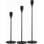 SUJUN Matte Black Candle Holders Set of 3 for Taper Candles, Decorative Candlestick Holder for Wedding, Dinning, Party, Fits 3/4 inch Thick Candle&Led Candles (Metal Candle Stand)
