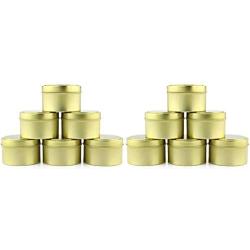 6-Ounce Round Gold Tins/Candle Tins (12-Pack), Metal Tins for Candles, DIY, Party Favors & More, Slip-On Lids Included