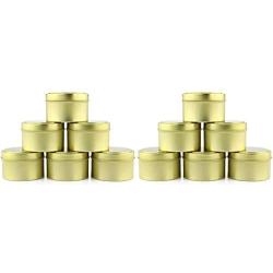 6-Ounce Round Gold Tins/Candle Tins (12-Pack), Metal Tins for Candles, DIY, Party Favors & More, Slip-On Lids Included