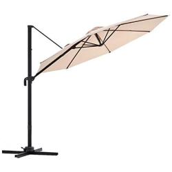 Wikiwiki Offset Cantilever Umbrella 10ft Patio Umbrella Outdoor Hanging Umbrellas - 360 Degree Rotation with Integrated Lifting System and Cross Base