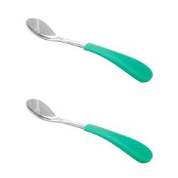 Avanchy Stainless Steel Infant Spoons - First Stage Spoons - 4 Months and Older - Baby Led Weaning - Stainless Steel Utensils - 6'' x 0.9'' (Green)