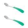 Avanchy Stainless Steel Infant Spoons - First Stage Spoons - 4 Months and Older - Baby Led Weaning - Stainless Steel Utensils - 6'' x 0.9'' (Green)