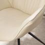 Volans Modern Mid Back Faux Leather Upholstery Home Office Chair with Armrest, No Casters in Black Metal Legs Desk Chair, Matte Off White
