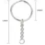 WOIWO 50 Pieces 25mm Split Key Ring with Chain, Silver Color Metal Split Keychain Ring Parts