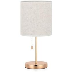 HAITRAL Bedside Table Lamp - Nightstand Lamp, Modern Desk Lamp for Bedroom, Office, College Dorm with Metal Base Fabric Lamp Shade - Gold