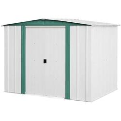 Arrow 8 x 6 Hamlet Storage Shed, Yard and Outdoor Storage for Tools, Lawn Equipment, Pool Toys Eggshell and Green