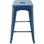 Brage Living 24'' Barstools Backless Metal Barstool Indoor-Oudoor Counter Height Stool with Square Seat (2, Indigo Blue) BR1871023-2