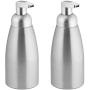 mDesign Modern Metal Foaming Soap Dispenser Pump Bottle for Kitchen Sink Countertop, Bathroom Vanity, Utility/Laundry Room, Garage - Save on Soap - Rust Free Aluminum - 2 Pack - Brushed/Silver