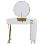 Iwell Vanity Table Set with 3 Colors Lighted Mirror, 1 Storage Cabinet & 2 Drawers, Dressing Makeup Table with Cushioned Stool, Gift for Girl, Women, Dresser Desk for Bedroom, Bathroom White