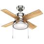 HUNTER 59386 Loki Indoor with LED Light with Pull Chain Control, 36'', Polished Nickel