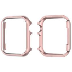 Leotop Compatible with Apple Watch Case 38mm 42mm, Compatible iWatch Bumper Metal Protective Cover Aluminum Alloy Frame Bling Shiny Protector Compatible Apple Watch Series 3/2/1(Matte Rose Gold, 38mm)