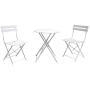 OC Orange-Casual 3-Piece Outdoor Furniture Set, Premium Steel Patio Stripe Small Bistro Set, Folding Dining Table and Chairs for Porch Balcony, White