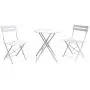 OC Orange-Casual 3-Piece Outdoor Furniture Set, Premium Steel Patio Stripe Small Bistro Set, Folding Dining Table and Chairs for Porch Balcony, White
