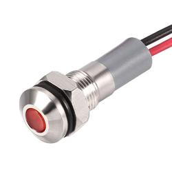 uxcell Signal Indicator Light AC/DC 12V-24V 6mm Red LED Metal Shell 5pcs