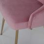 FCQuality Velvet Vanity Chair with Tufted Back Gold Metal Legs Dining Chair Mid Century Modern Upholstered Accent Desk Chair for Living Room Home Office Bedroom, Pink