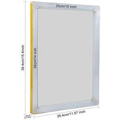 Caydo 1 Piece 10 x 14 Inch Large Aluminum Screen Printing Frame with 110 White Mesh and 1 Piece 9.4 Inch Screen Printing Squeegee for Screen Printing