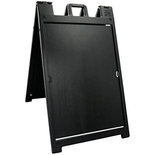 Plasticade - Signicade Deluxe - A-Frame Sidewalk Curb Sign with Quick-Change System - Portable Folding Double-Sided Display - Black