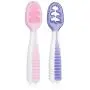 NumNum Pre-Spoon GOOtensils | Baby Spoon Set (Stage One + Stage Two) | BPA Free Silicone Self Feeding Utensil | #1 Doctor Recommended Baby Led Weaning Spoon for Kids Ages 6 Months+ (Lilac/Rosebud)