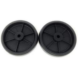 Nickannys Set of 2 Replacement BBQ Grill Wheels Pair Set Kit-Solid Plastic Wheel 5” x 1.5” w/ 3/8” Axle Hole for Outdoor Charcoal Gas Smoker Barbecue Pit- Rueda and Llantas Parts