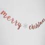 Rose Gold Glitter Merry Christmas Banner-Great for Christmas Party Decor- Holiday Home Mantle Fireplace Party Decorations