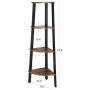 VASAGLE Industrial Corner Shelf, 4-Tier Bookcase, Storage Rack, Plant Stand for Home Office, Wood Look Accent Furniture with Metal Frame, Rustic Brown ULLS34X