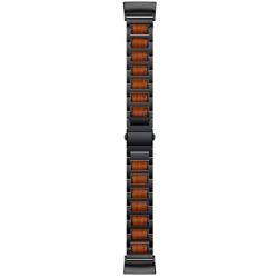 LDFAS Wood Band Compatible for Fitbit Charge 4/3 Bands, Red Sandalwood Stainless Steel Replacement Metal Watch Women Men Strap Compatible for Fitbit Charge 4/3 Smartwatch, Black