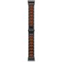 LDFAS Wood Band Compatible for Fitbit Charge 4/3 Bands, Red Sandalwood Stainless Steel Replacement Metal Watch Women Men Strap Compatible for Fitbit Charge 4/3 Smartwatch, Black