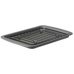 G & S Metal Products Company HG56R OvenStuff Toaster Oven Cookie Baking Pan with Nonstick Cooling Rack, 8.5 x 6.5, Gray