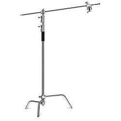 ShowMaven 10ft (Century) Light Stand C-Stand on Turtle Base with 4ft Extension Boom Arm & 2 Pieces Grip Head for Photography Studio Video Reflector, Monolight and Backdrops