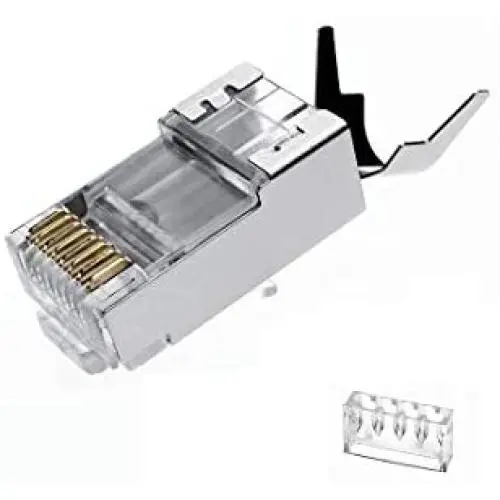 VIVOCH 50 Pcs Cat7 RJ45 Connectors, Cat7 RJ45 Plugs, Cat7 2-Piece Metal Shielded RJ45 Ends FTP 8P8C Modular Network Plug Connector