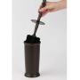 mDesign Compact Freestanding Plastic Toilet Bowl Brush and Holder for Bathroom Storage and Organization - Space Saving, Sturdy, Deep Cleaning, Covered Brush - Bronze