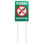 Kichwit Double Sided No Dog Poop Yard Sign, Please Be Respectful Sign, All Metal Construction, No Dog Pooping or Peeing Sign, Sign Measures 7.9'' x 11.8'', 14'' Long Metal Stakes Included, Green