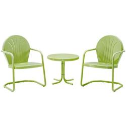 Crosley Furniture KO10004KL Griffith 3-Piece Retro Metal Outdoor Seating Set with 2 Chairs and Side Table, Key Lime